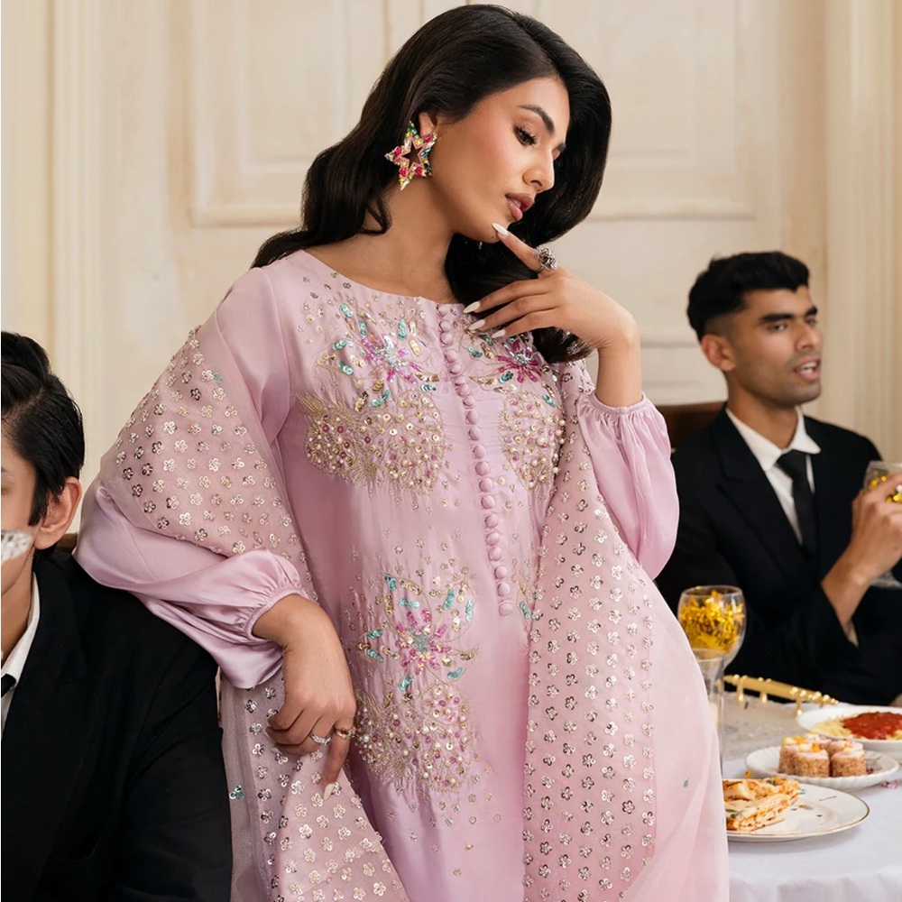 Elegant Pink Embellished Dress